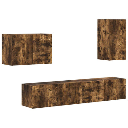Set di Mobiletto da TV a Parete 4 pcs Rovere fumÃ©