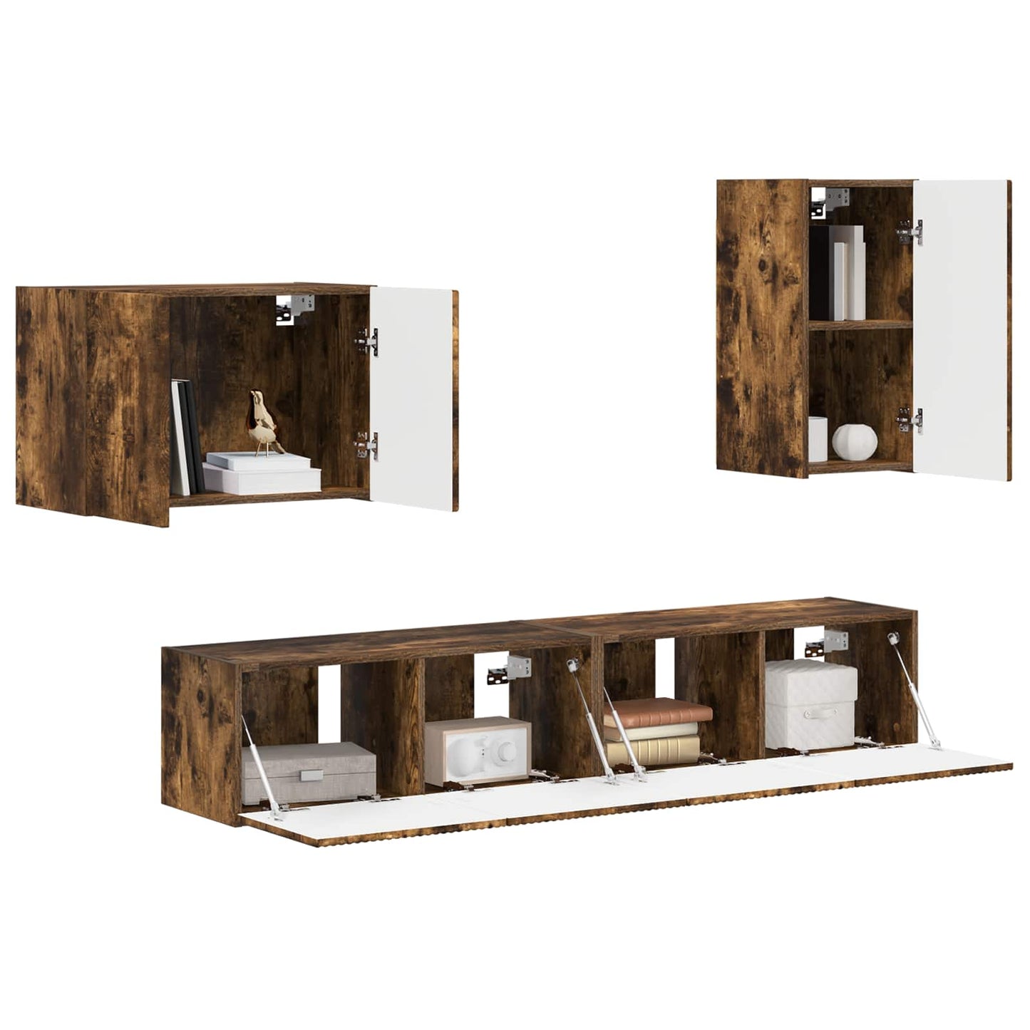 Set di Mobiletto da TV a Parete 4 pcs Rovere fumÃ©