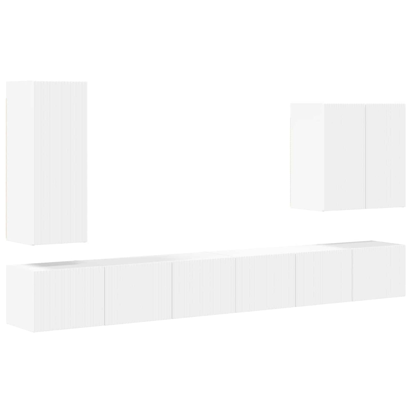 Set di Mobiletto da TV a Parete Montaggio a parete 6 pcs Bianco