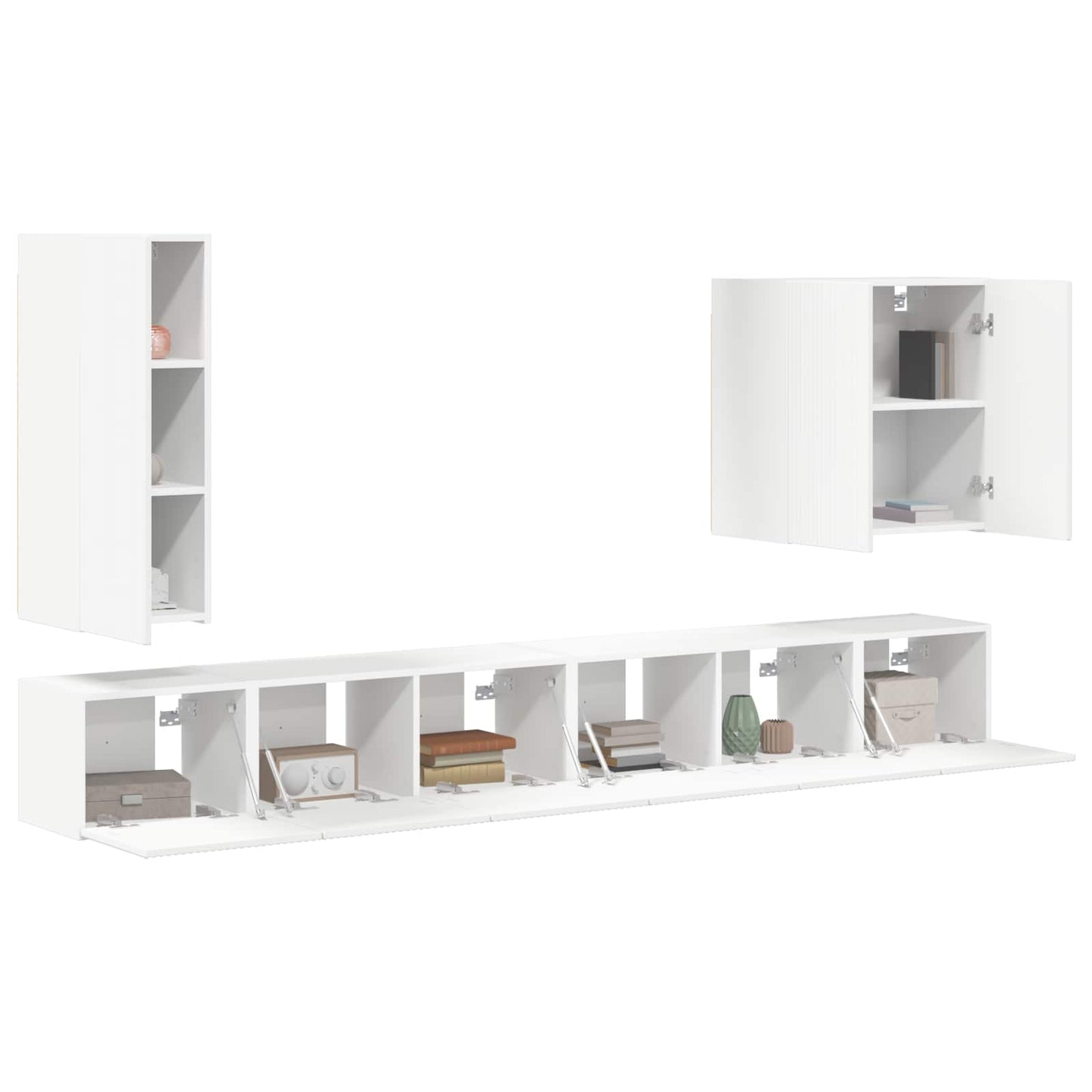 Set di Mobiletto da TV a Parete Montaggio a parete 6 pcs Bianco
