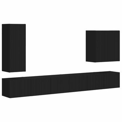 Set di Mobiletto da TV a Parete Montaggio a parete 6 pcs Nero