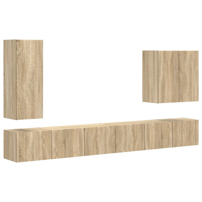 Set di Mobiletto da TV a Parete 6 pcs Rovere Sonoma