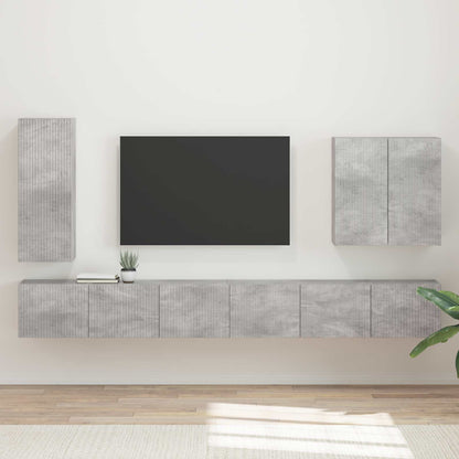 Set di Mobiletto da TV a Parete 6 pcs Grigio cemento