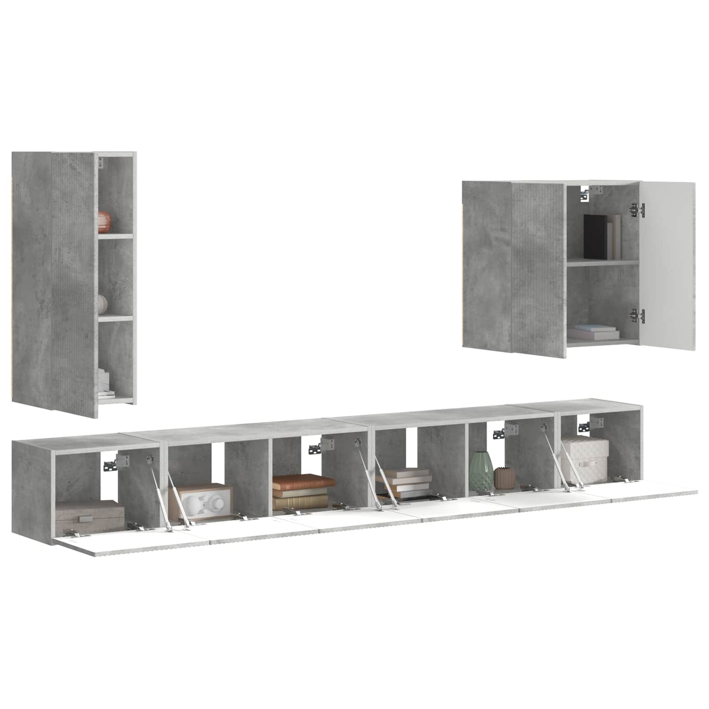 Set di Mobiletto da TV a Parete 6 pcs Grigio cemento