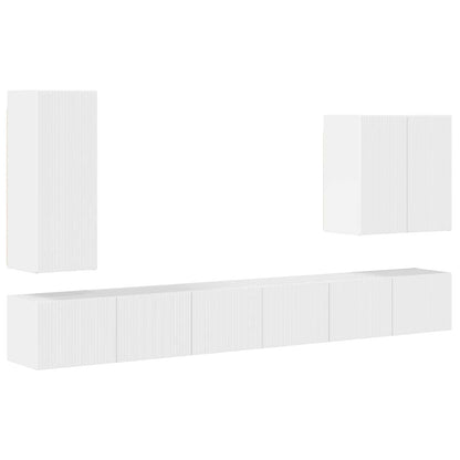 Set di Mobiletto da TV a Parete 6 pcs Bianco Lucido