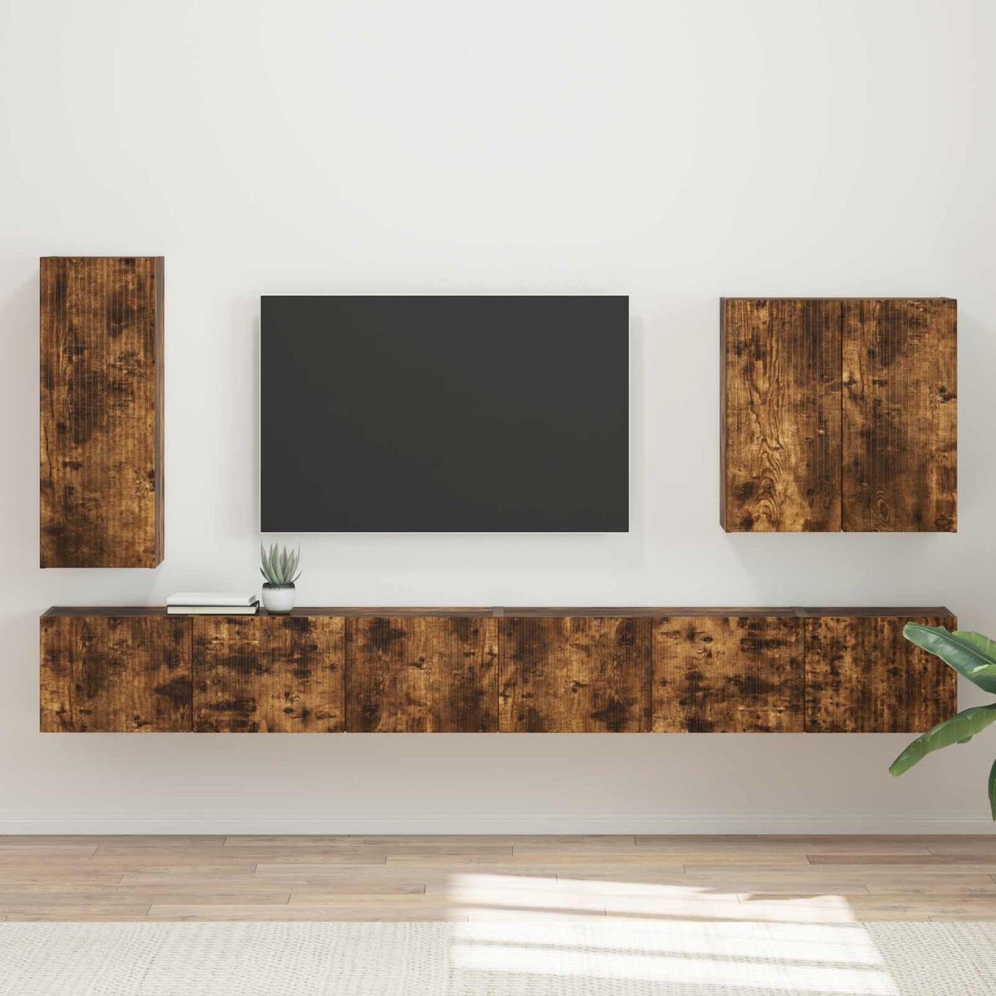 Set di Mobiletto da TV a Parete 6 pcs Rovere fumÃ©