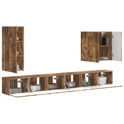 Set di Mobiletto da TV a Parete 6 pcs Rovere fumÃ©