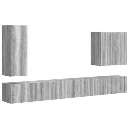 Set di Mobiletto da TV a Parete 6 pcs Grigio Sonoma