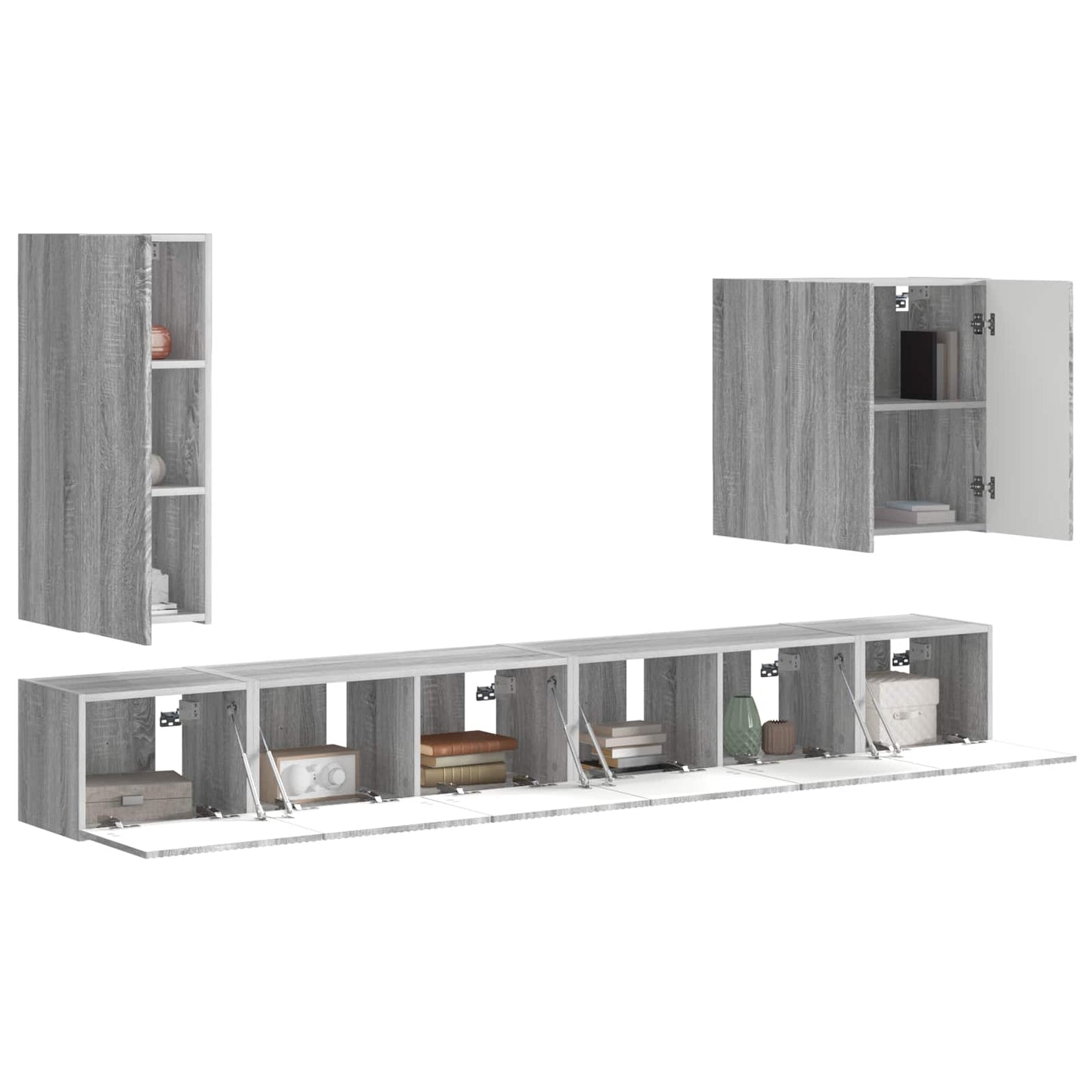Set di Mobiletto da TV a Parete 6 pcs Grigio Sonoma