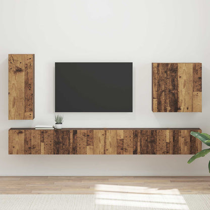 Set di Mobiletto da TV a Parete 6 pcs Legno vecchio