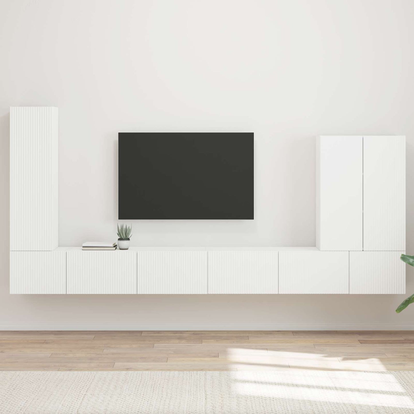 Set di Mobiletto da TV a Parete Montaggio a parete 6 pcs Bianco