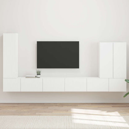 Set di Mobiletto da TV a Parete Montaggio a parete 6 pcs Bianco