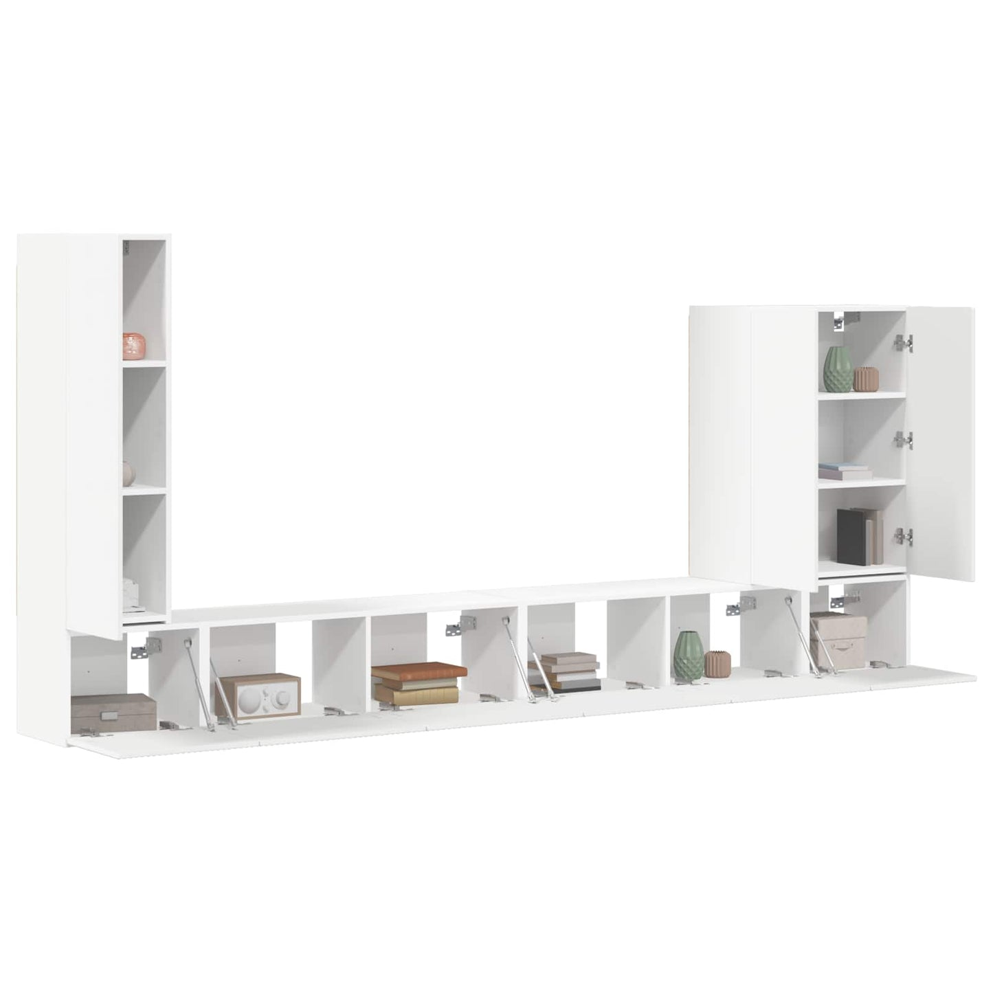 Set di Mobiletto da TV a Parete Montaggio a parete 6 pcs Bianco
