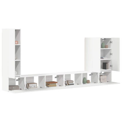 Set di Mobiletto da TV a Parete Montaggio a parete 6 pcs Bianco