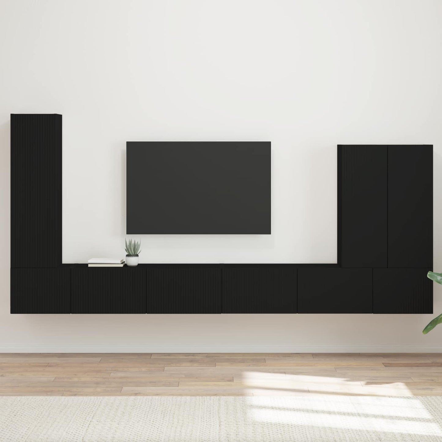 Set di Mobiletto da TV a Parete Montaggio a parete 6 pcs Nero