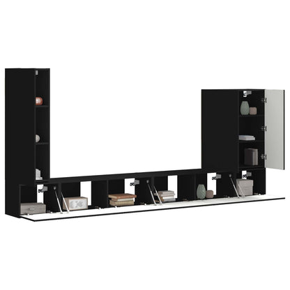 Set di Mobiletto da TV a Parete Montaggio a parete 6 pcs Nero