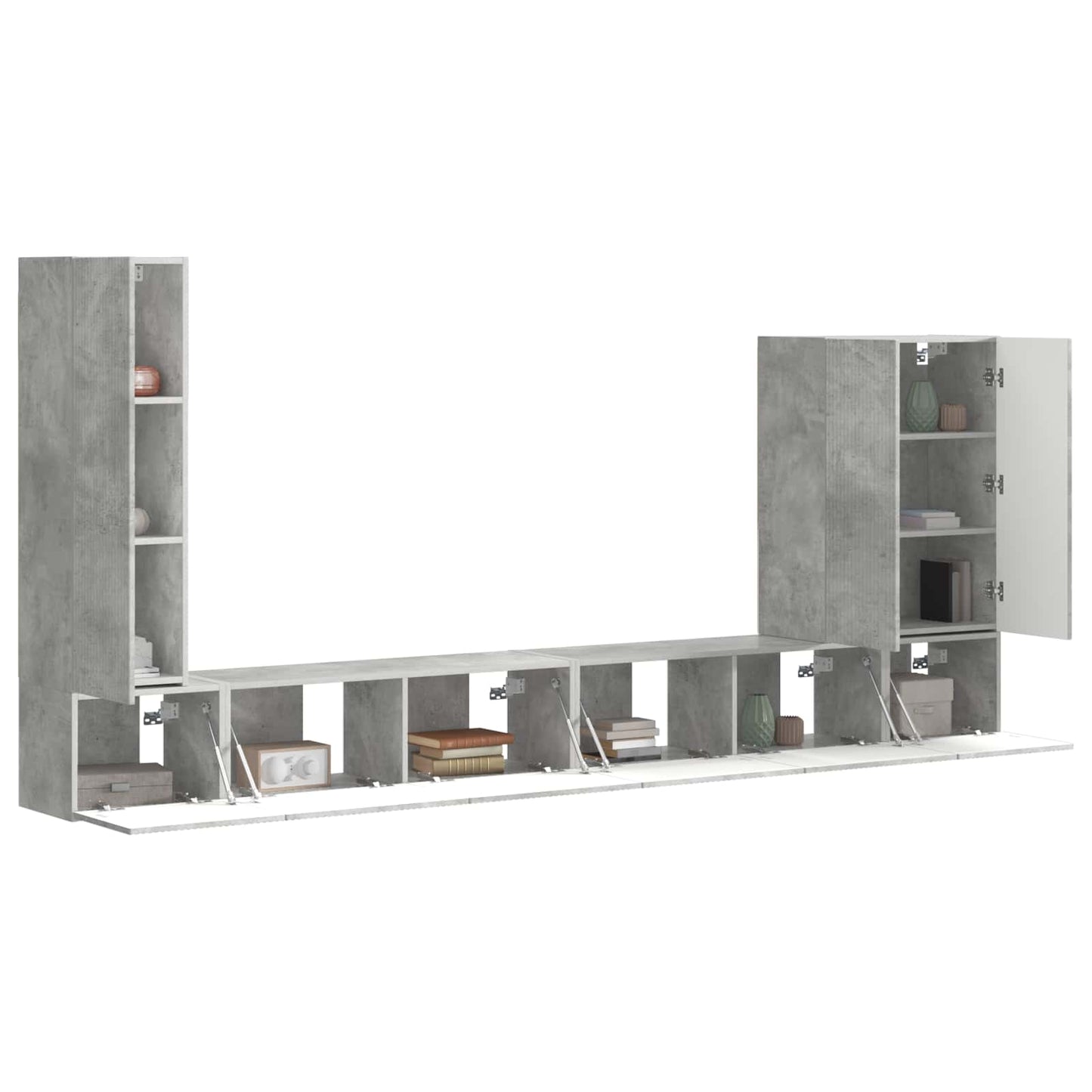 Set di Mobiletto da TV a Parete 6 pcs Grigio cemento