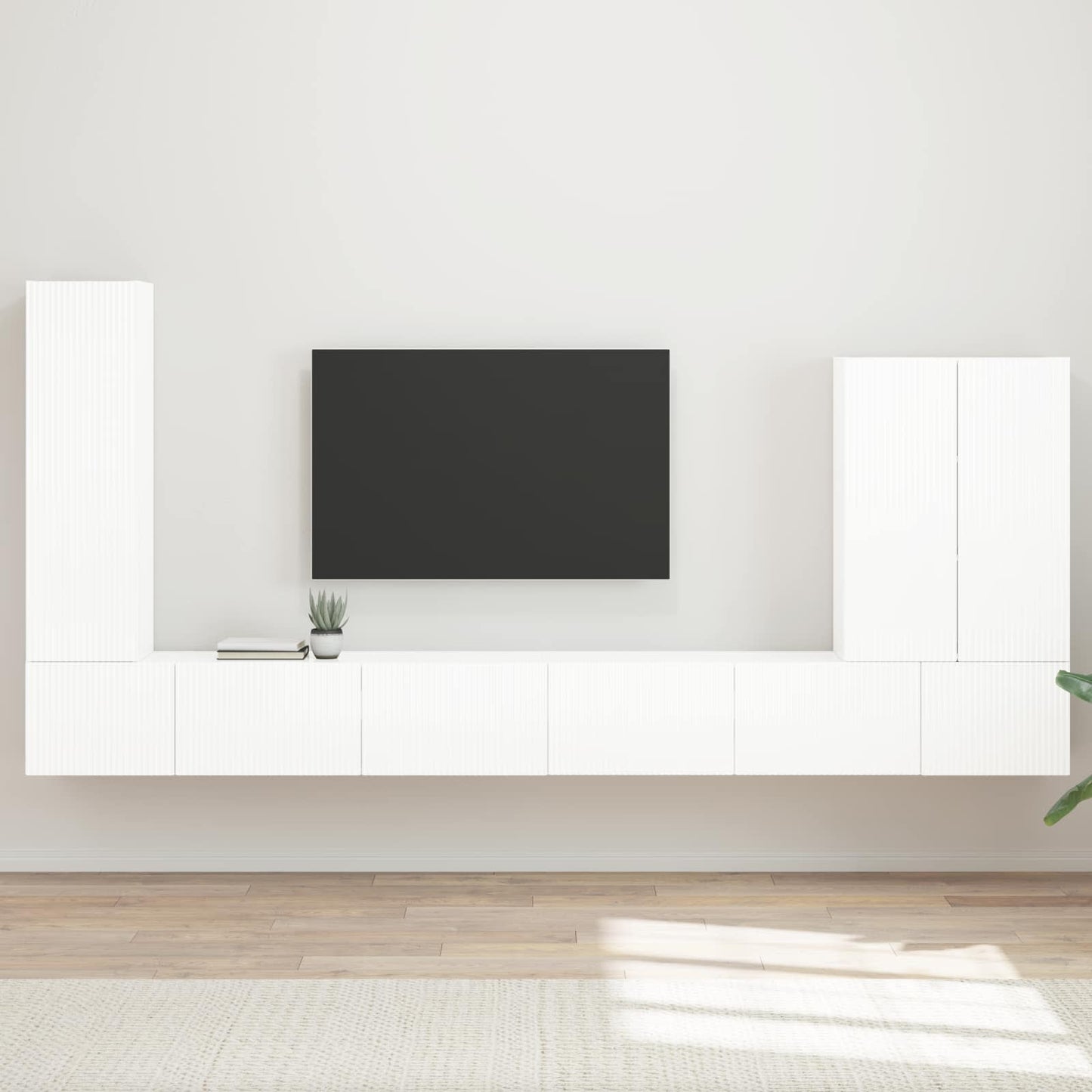 Set di Mobiletto da TV a Parete 6 pcs Bianco Lucido