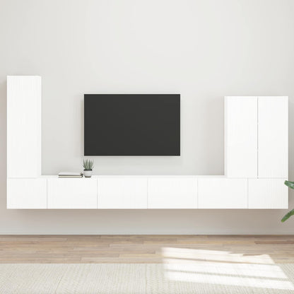 Set di Mobiletto da TV a Parete 6 pcs Bianco Lucido