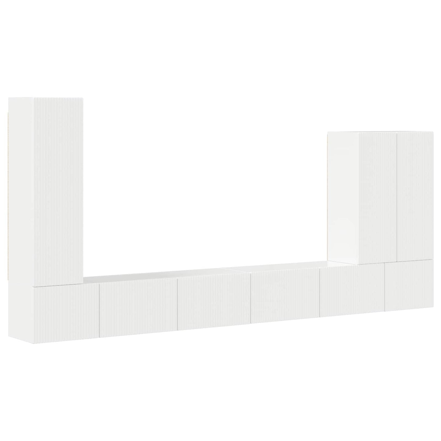 Set di Mobiletto da TV a Parete 6 pcs Bianco Lucido