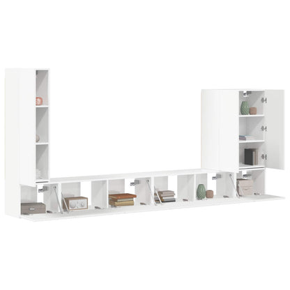 Set di Mobiletto da TV a Parete 6 pcs Bianco Lucido