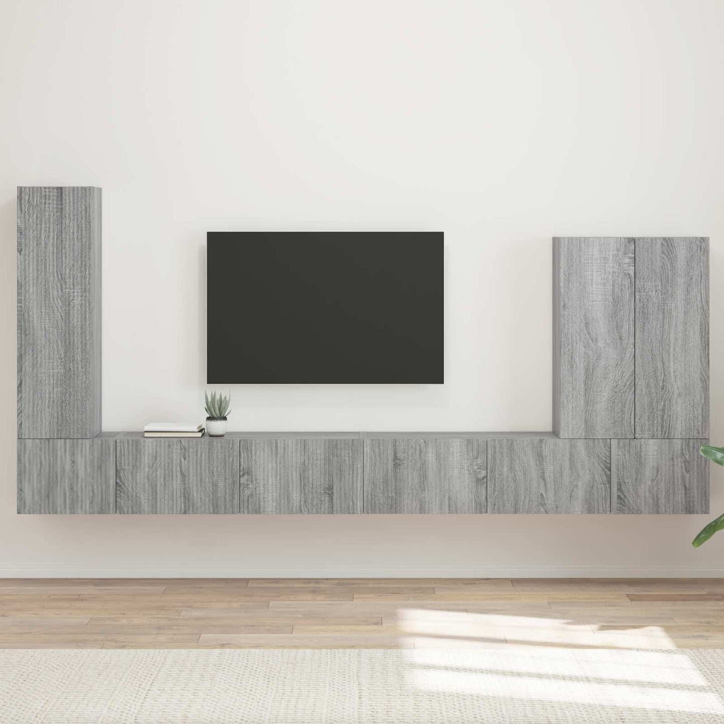 Set di Mobiletto da TV a Parete 6 pcs Grigio Sonoma
