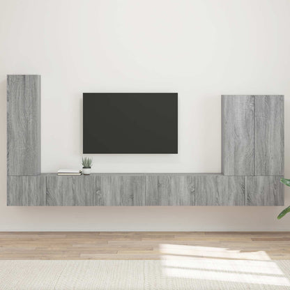 Set di Mobiletto da TV a Parete 6 pcs Grigio Sonoma
