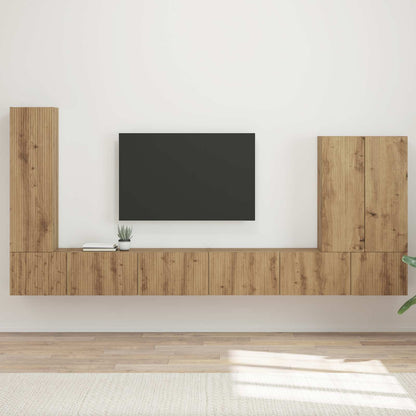 Set di Mobiletto da TV a Parete 6 pcs Rovere Artigianale