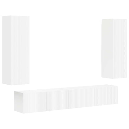 Set mobile TV Montaggio a parete 3 pcs Bianco Legno multistrato