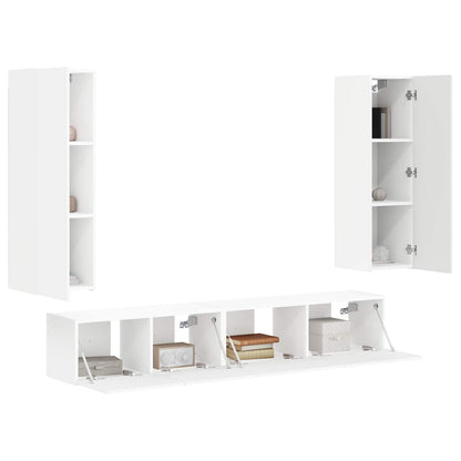 Set mobile TV Montaggio a parete 3 pcs Bianco Legno multistrato