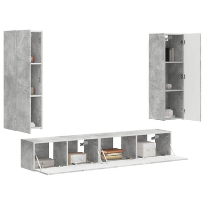 Set mobile TV 3 pcs Grigio cemento Legno multistrato