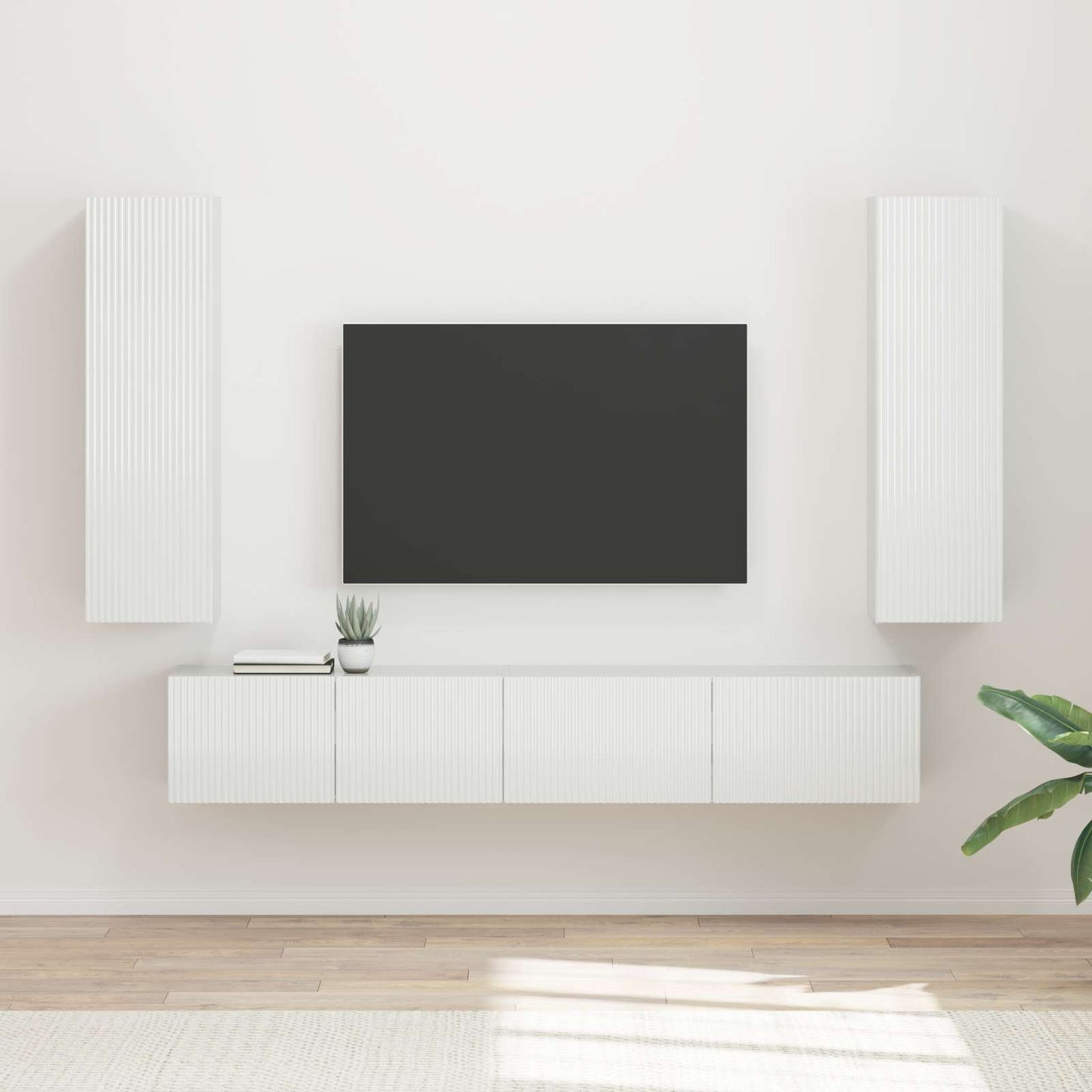 Set mobile TV 3 pcs Bianco Lucido Legno multistrato