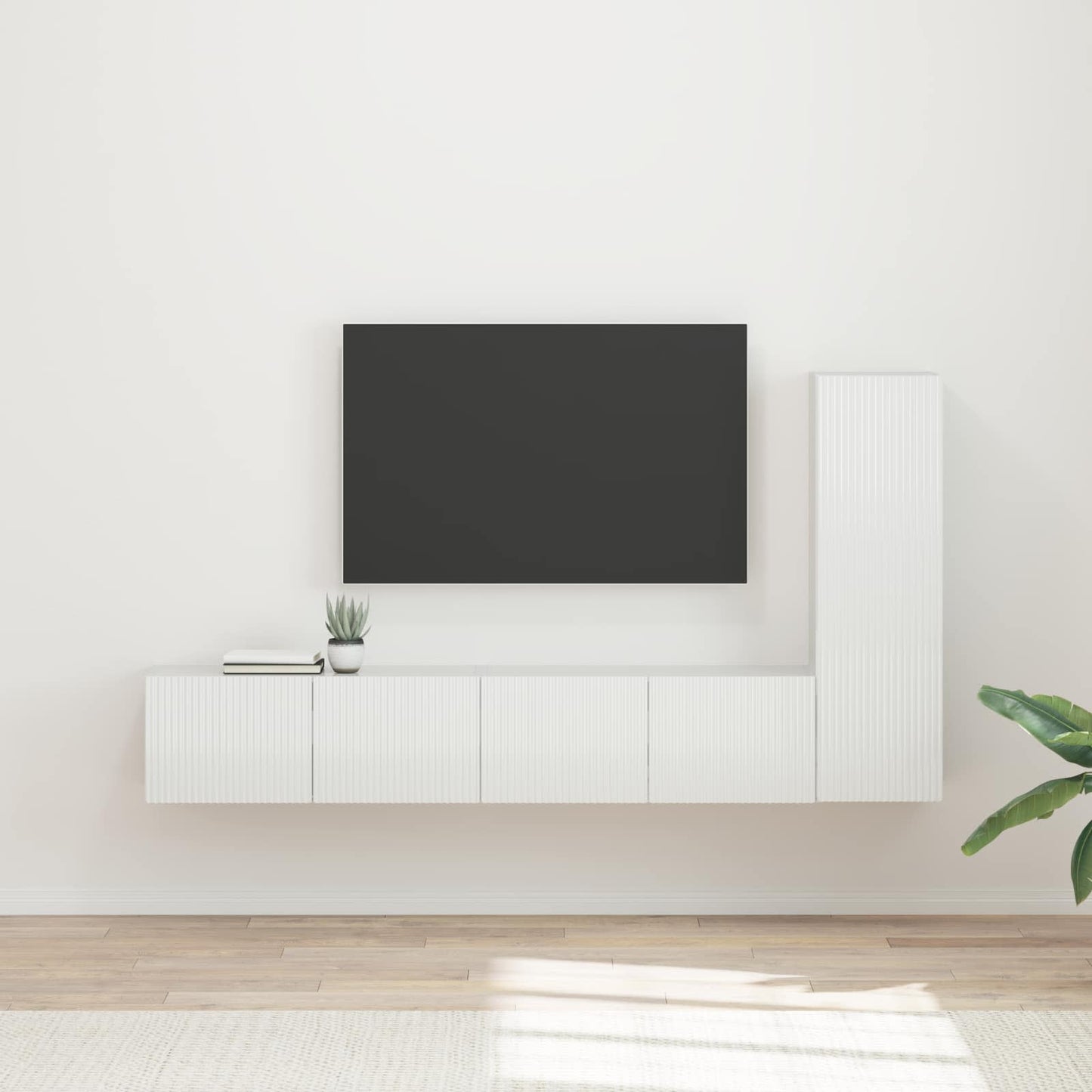 Set mobile TV 3 pcs Bianco Lucido Legno multistrato