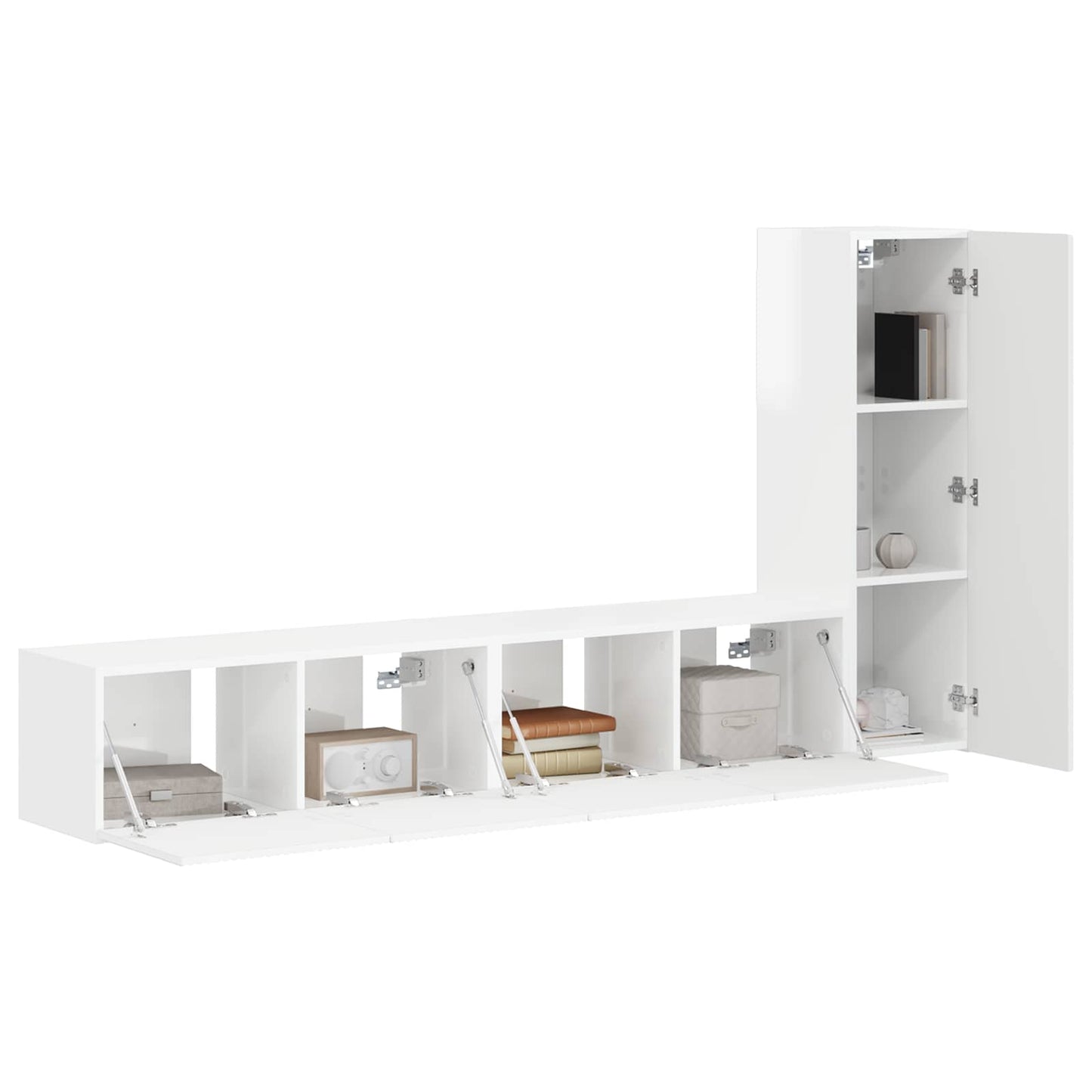 Set mobile TV 3 pcs Bianco Lucido Legno multistrato
