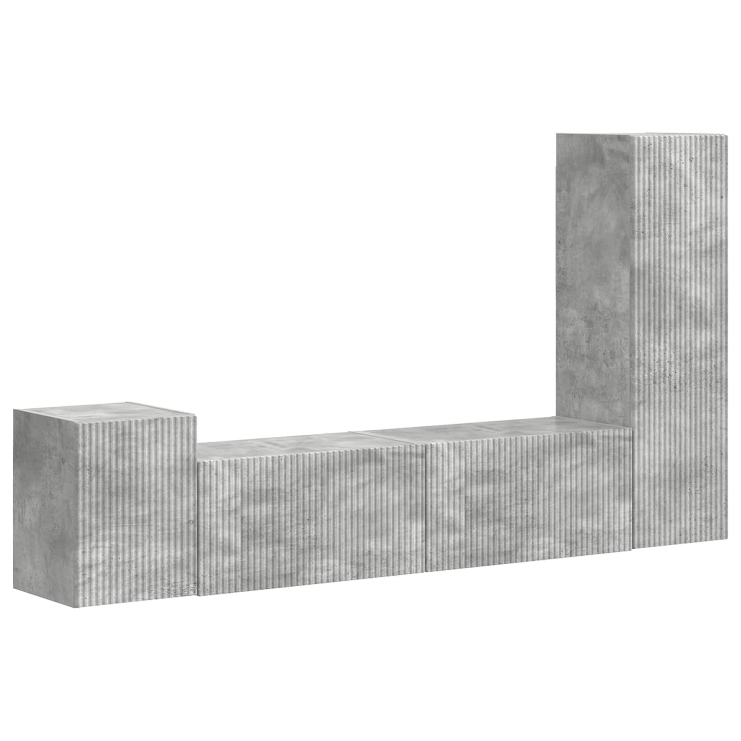 Set mobile TV 4 pcs Grigio cemento Legno multistrato