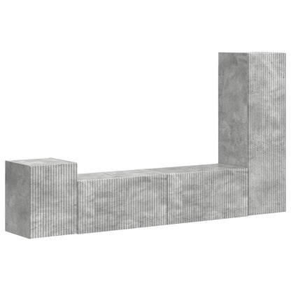Set mobile TV 4 pcs Grigio cemento Legno multistrato