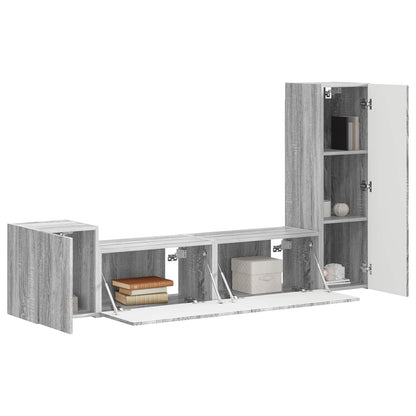 Set mobile TV 4 pcs Grigio Sonoma Legno multistrato