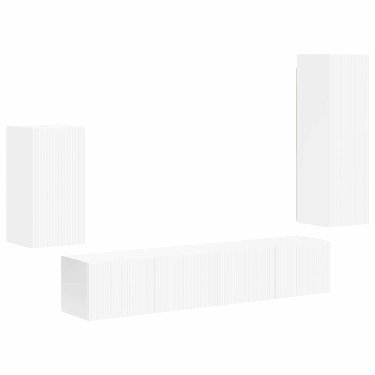 Set mobile TV Montaggio a parete 4 pcs Bianco Legno multistrato
