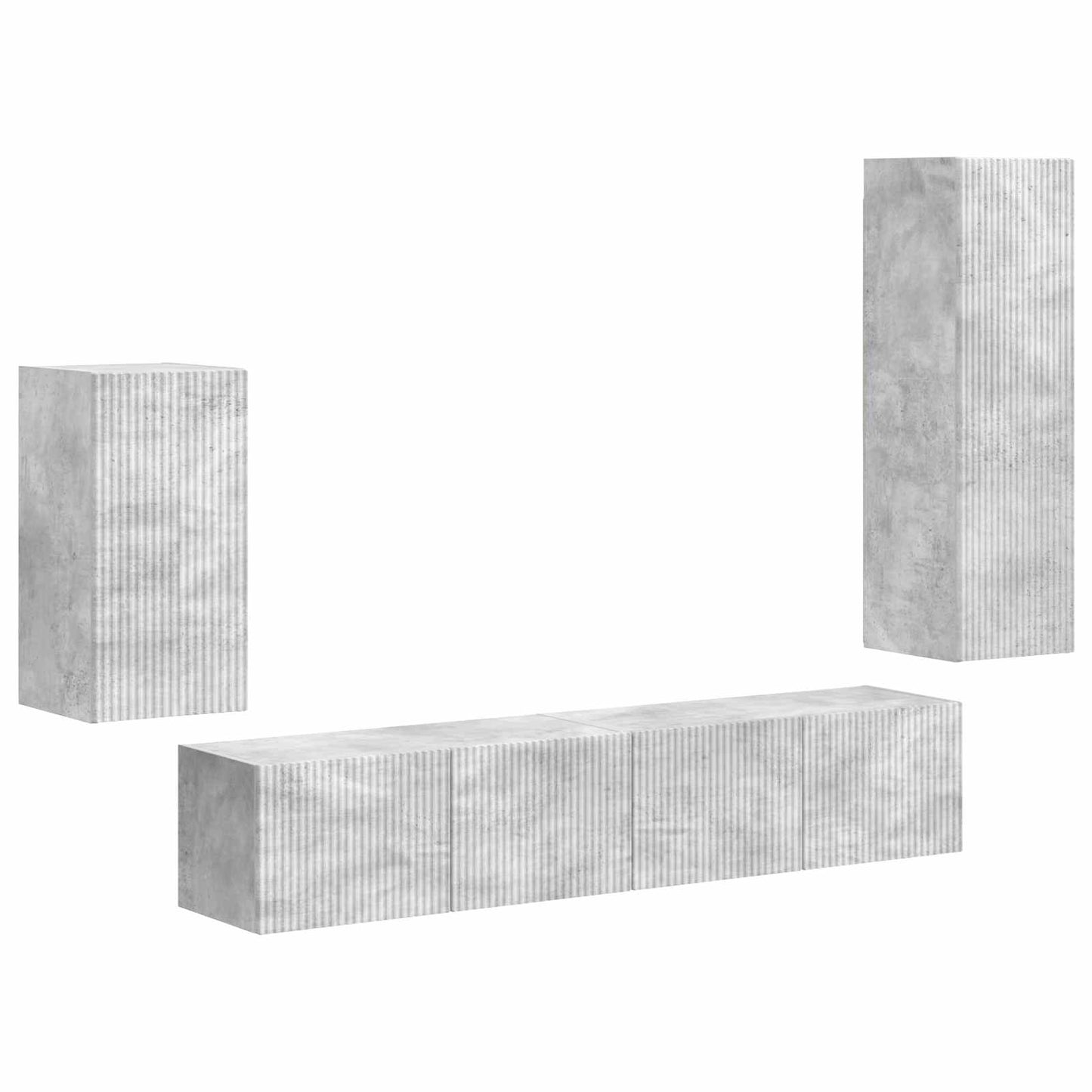 Set mobile TV 4 pcs Grigio cemento Legno multistrato