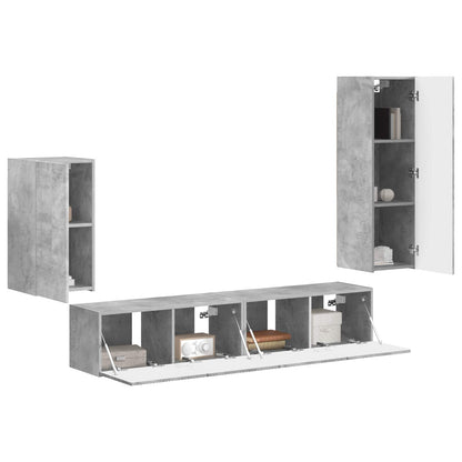 Set mobile TV 4 pcs Grigio cemento Legno multistrato