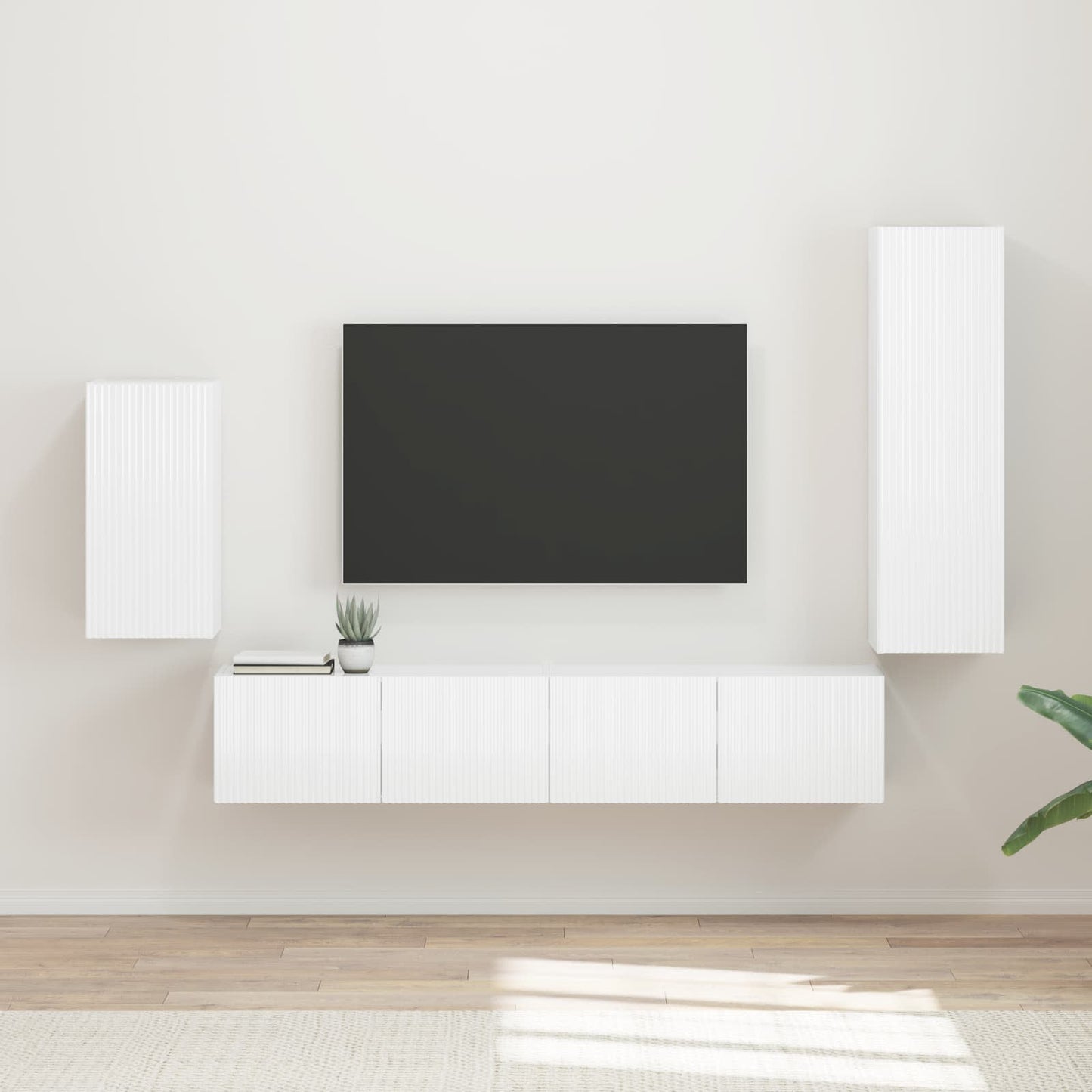Set mobile TV 4 pcs Bianco Lucido Legno multistrato