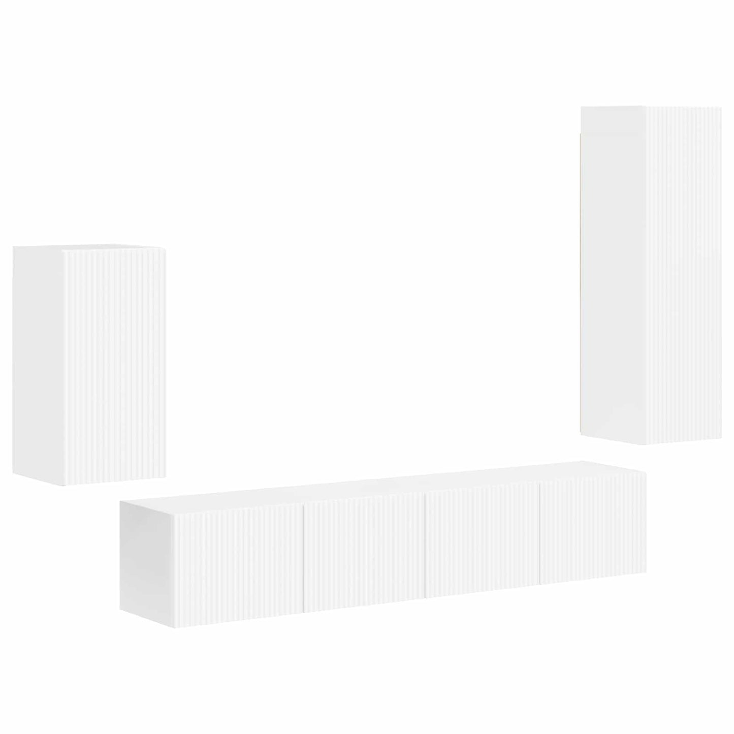 Set mobile TV 4 pcs Bianco Lucido Legno multistrato