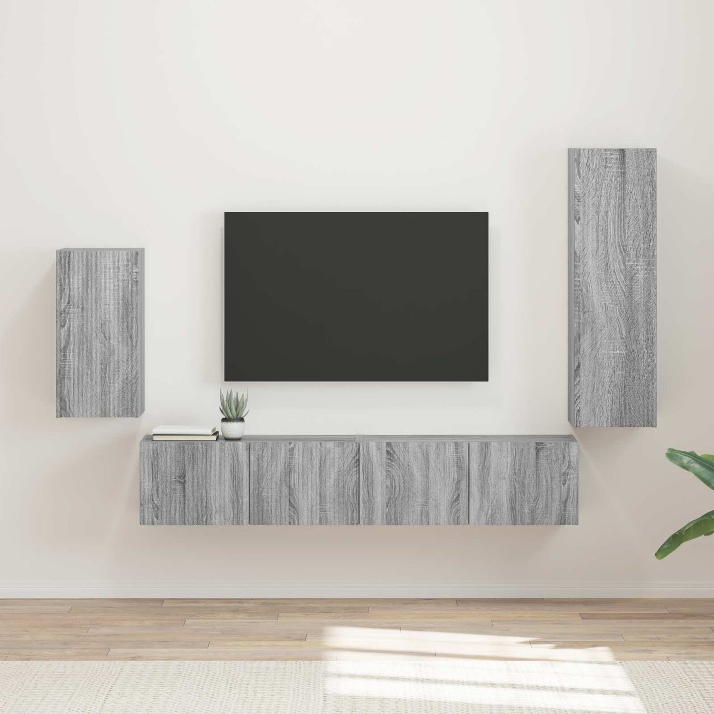 Set mobile TV 4 pcs Grigio Sonoma Legno multistrato