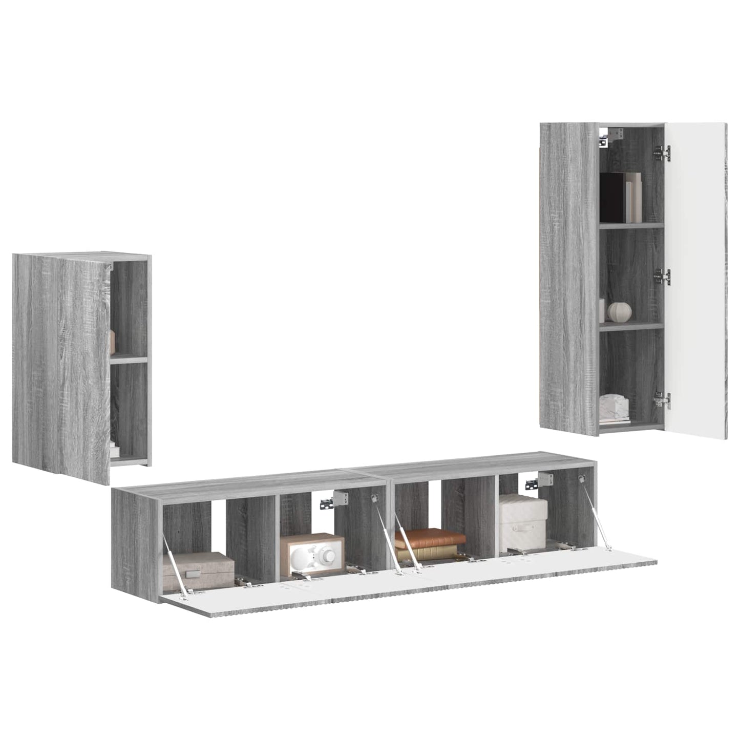 Set mobile TV 4 pcs Grigio Sonoma Legno multistrato