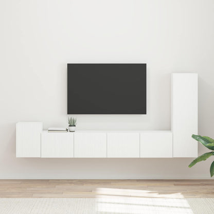 Set mobile TV Montaggio a parete 3 pcs Bianco Legno multistrato