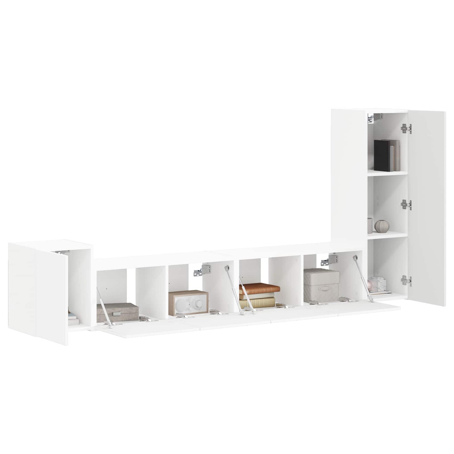 Set mobile TV Montaggio a parete 3 pcs Bianco Legno multistrato
