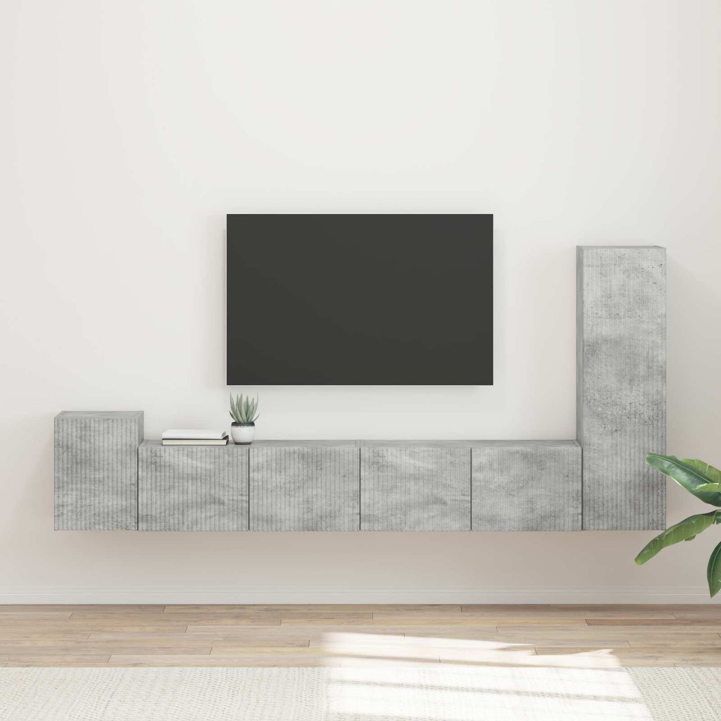 Set mobile TV 3 pcs Grigio cemento Legno multistrato