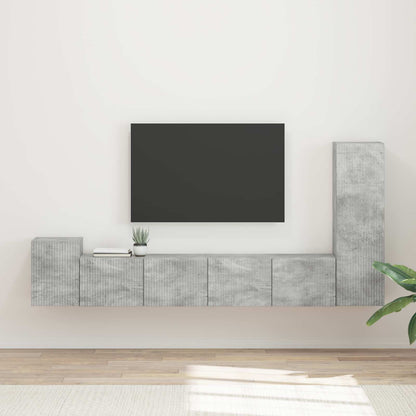 Set mobile TV 3 pcs Grigio cemento Legno multistrato