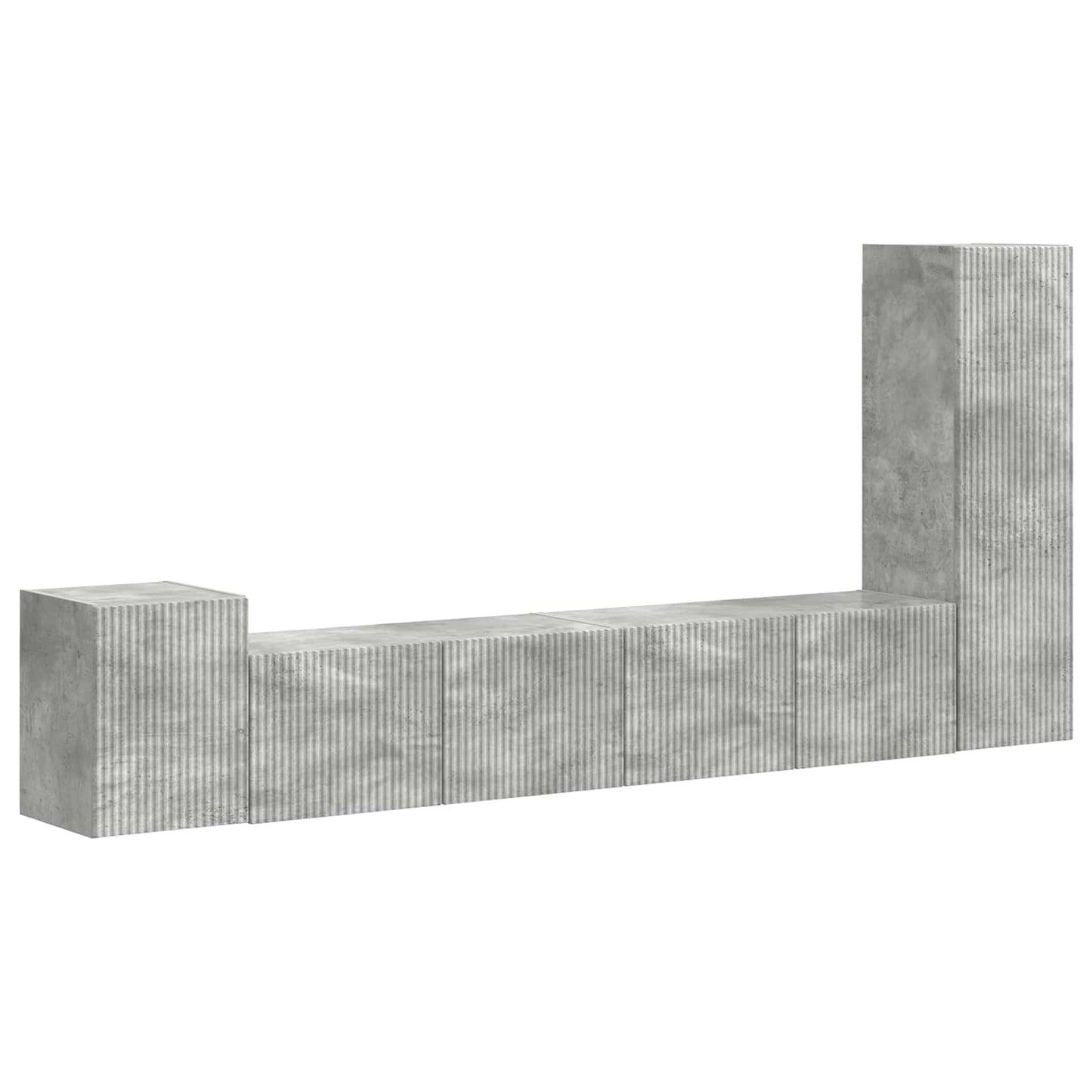 Set mobile TV 3 pcs Grigio cemento Legno multistrato