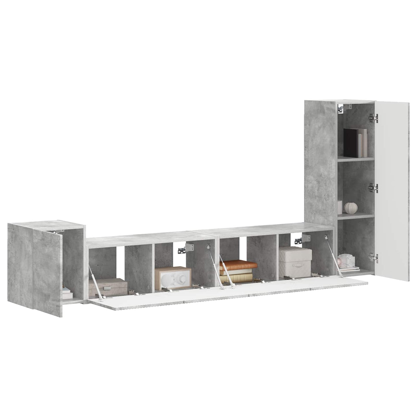 Set mobile TV 3 pcs Grigio cemento Legno multistrato